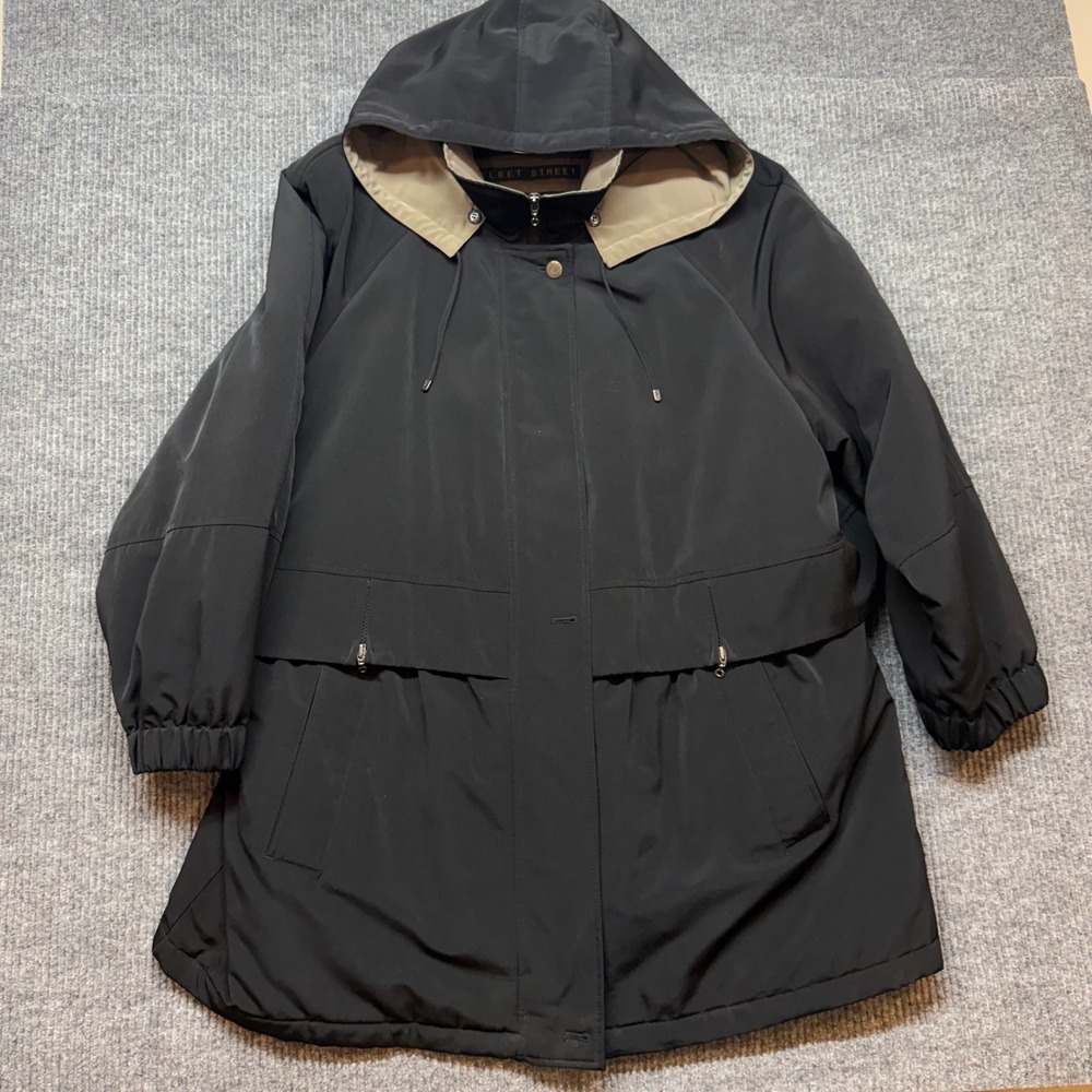 Fleet Street Parka Jacket Womens Black Hooded Insulated Full‎ Zip Coat